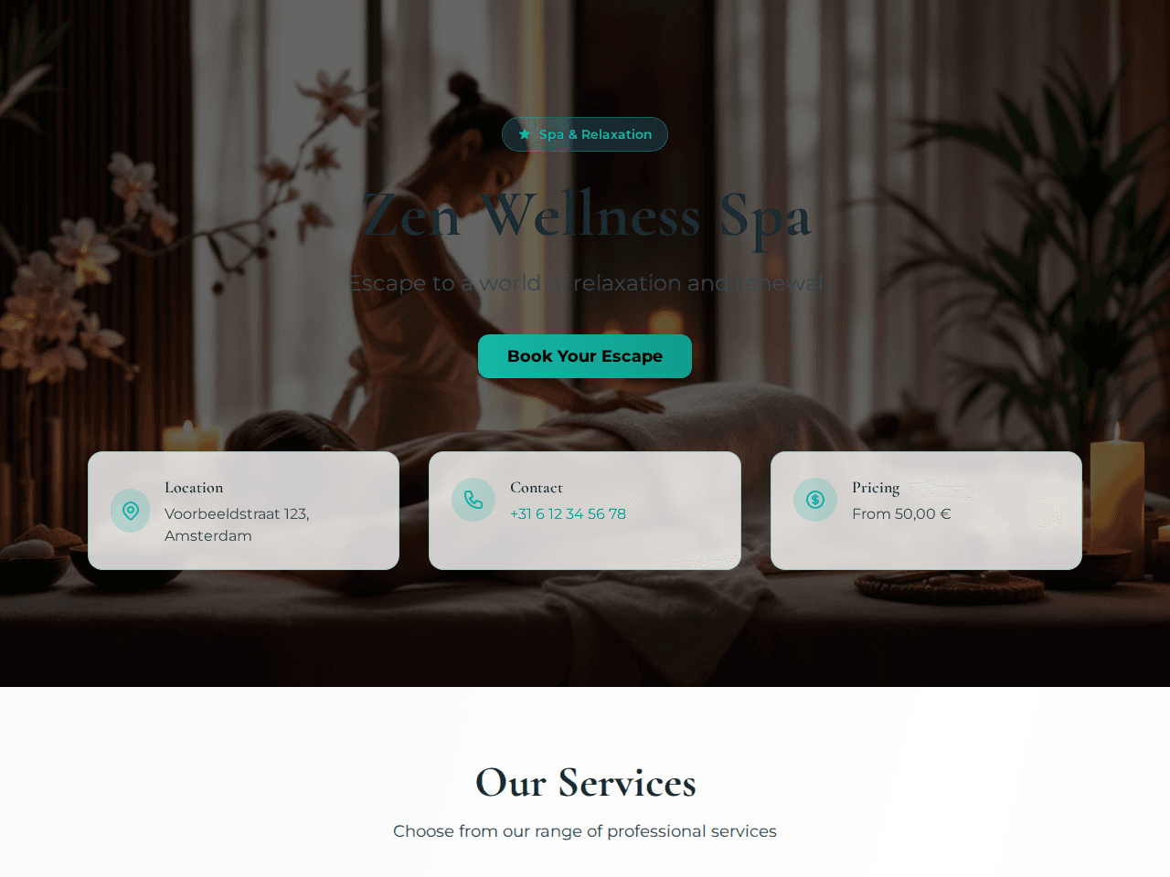 Serenity Spa demo website